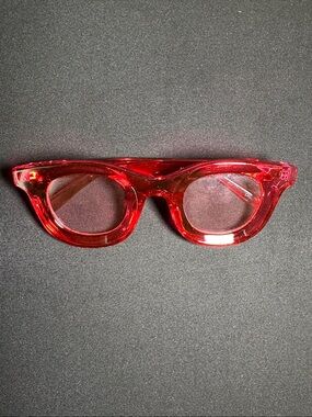 Transparent Red Round Frame Sunglasses